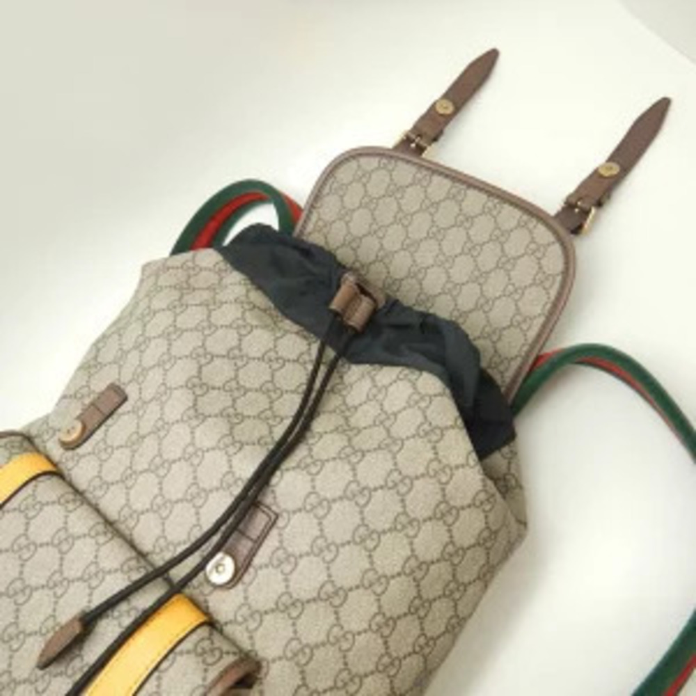 Gucci Backpack Rucksack GG Beige Soft Daypack Supreme Canvas - Picture 6 of 9
